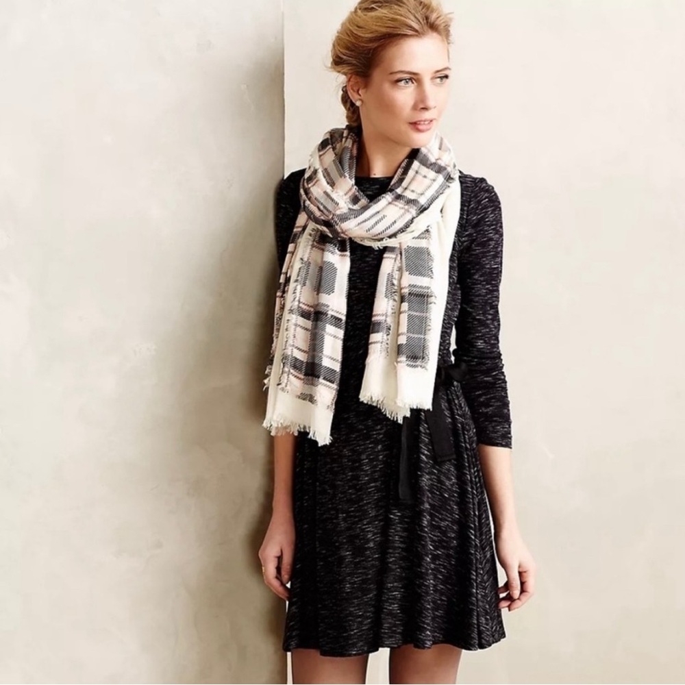 Anthropologie Saturday Sunday Nova Tie-Waist Dress‎ Medium Black Flecked Casual